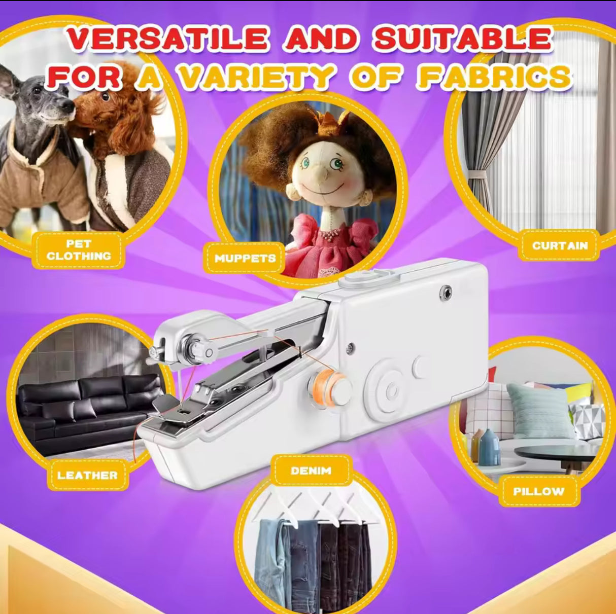 Portable Mini Electric Sewing Machine Handheld Sewing Machine with Bobbin for Needlework Handwork Home Travel