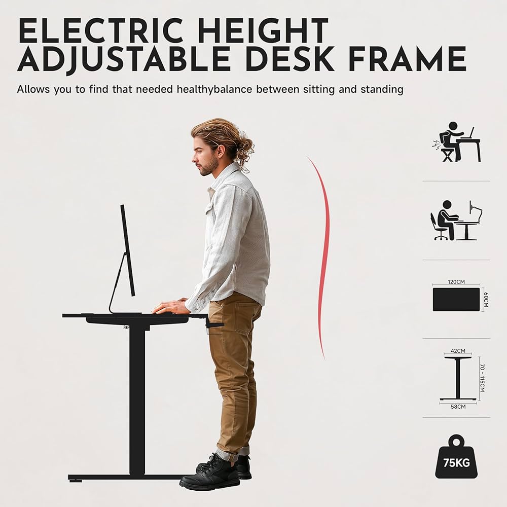 Ergonomic Standing Desk Adjustable Height 71cm to 116 cm Electric Sit-Stand Lift Computer Desk,Memory Modern Lift Electric Gaming Desktop Work Standing Desk for Home, Office, Gamingļ¼Whiteļ¼