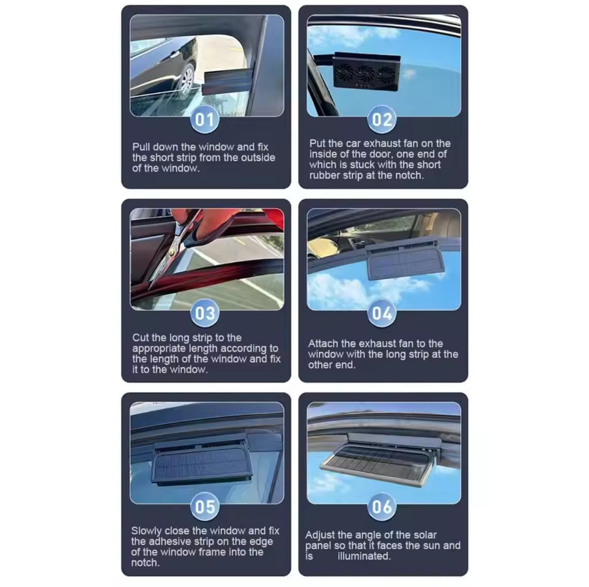 Solar Powered Car Radiator Cooling Fan With 3 Air Outlets Car Window Air Vent Fan USB Powered Auto Ventilation Fan For All Cars