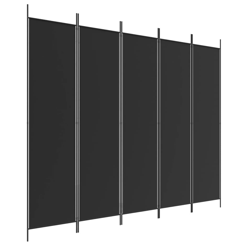 'vidaXL 6-Panel Room Divider in Black - Versatile and Foldable Partition, Made with Durable Fabric and Iron, Ideal for Bedroom and Living Room