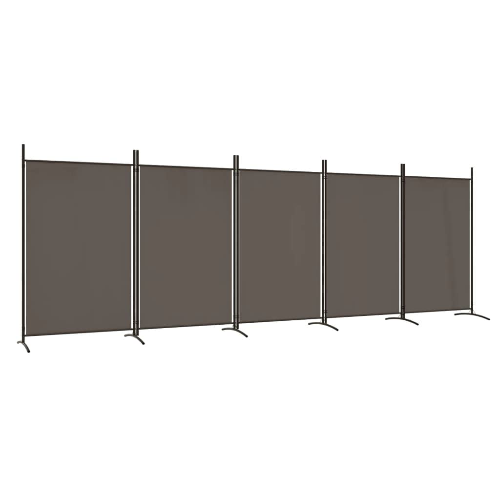 vidaXL Modern Room Divider with Foldable Design, 5-Panel Fabric Divider in White, Privacy Screen for Living Room and Bedroom, 433x180 cm