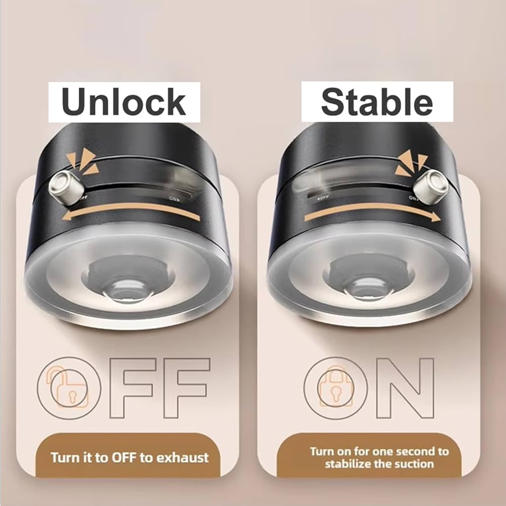 Multifunctional Vacuum Suction Phone Holder- Folding, Extendable, Double- Sided Magnetic for Car/Gym/Smooth Surface Kitchen Stand Cellphone Smartphone Mount (Black)