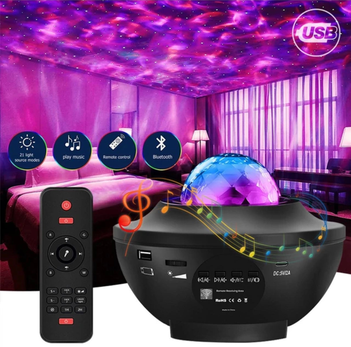 Galaxy lamp™ Starry Projector Galaxy Night Light, Bluetooth USB Music Player (Buy 2 Get 1 FREE)