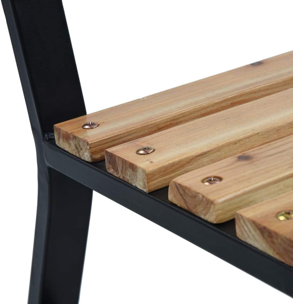 Wooden Garden Bench with Vintage Style, Weather-Resistant Outdoor Furniture with Steel Frame and Cast Iron Backrest, 120 cm Black.