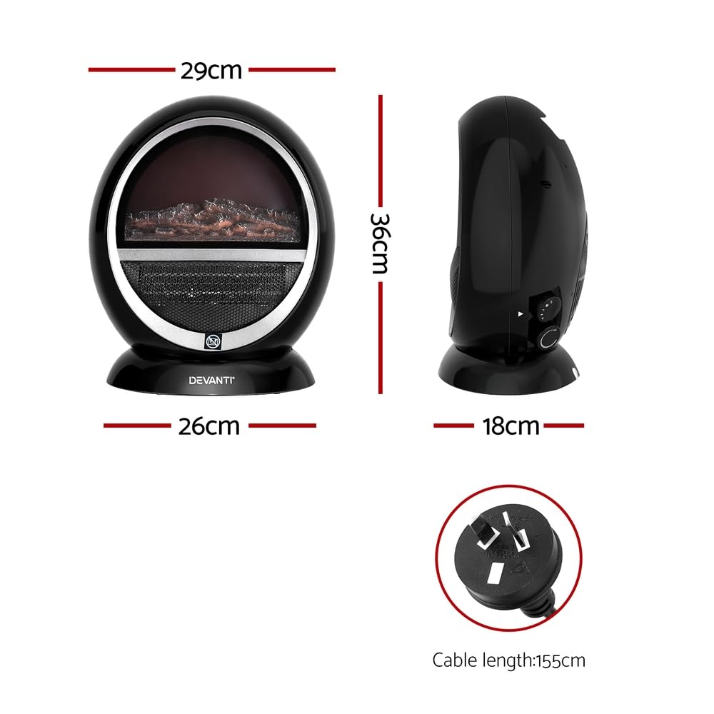 Electric Fireplace Fire Heater 3D Flame Effect Heaters Indoor 1500W