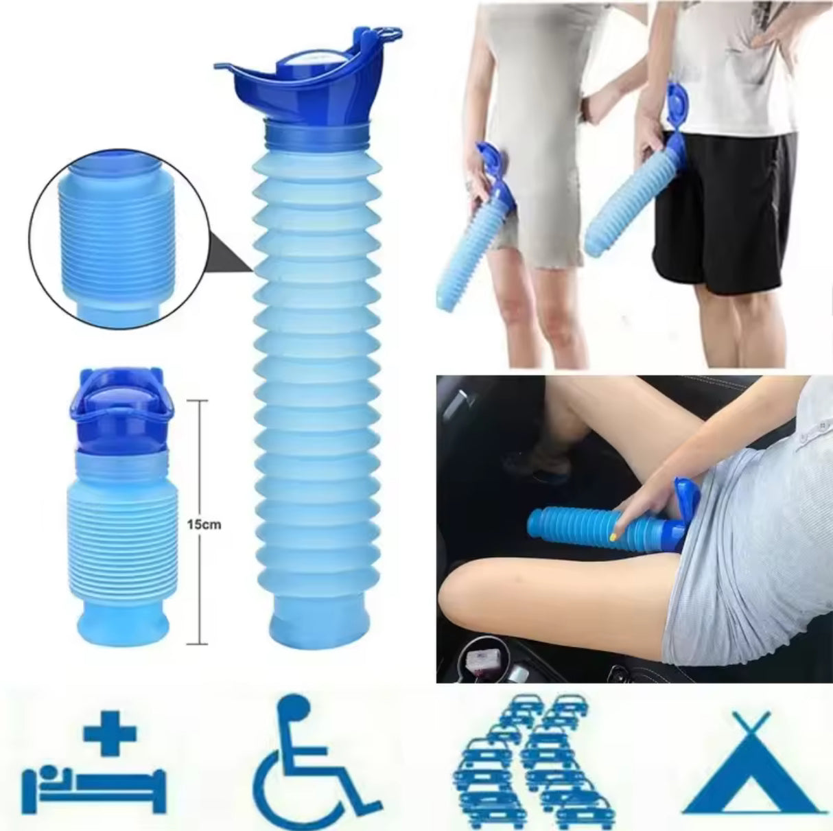 750ml Outdoor Portable Car Urinal Telescopic Squat-free Female Boys And Children Travel Camping Hiking Emergency Urinal Foldable