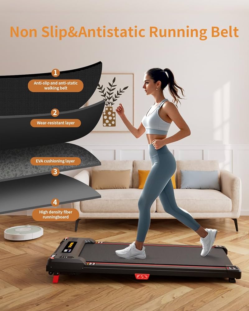 Walking Pad with Handle Bar, Anylife Incline Walking Pad Under Desk Treadmill, 2.5HP Portable Small Treadmills for Home, Compact Treadmill 150KG Capacity with LED Display