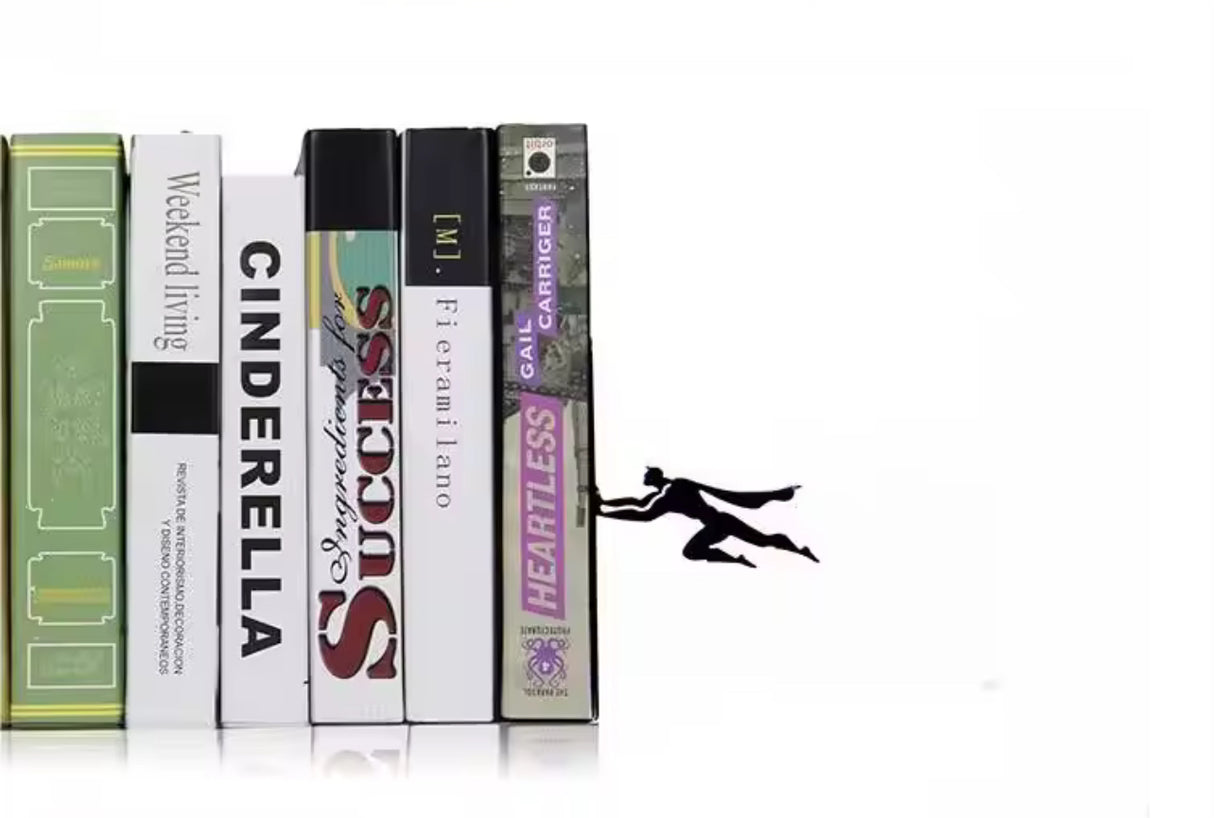 Superhero Bookend Figurines Metal Bookshelf Decor Desktop Ornament Office Desktop Accessories Bookshelf Home Decoration