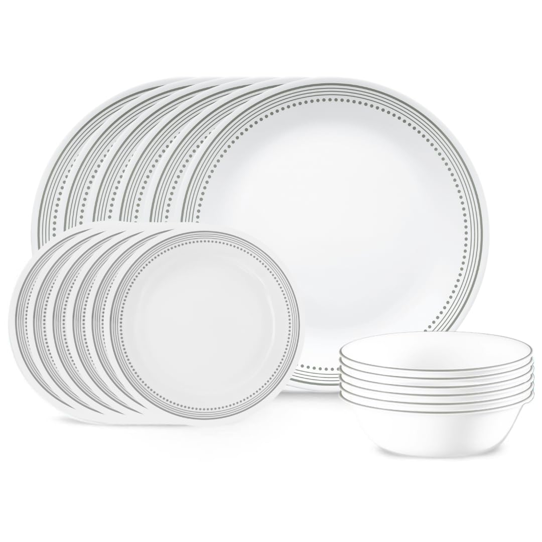 Mystic Gray Dinnerware Set, 18 Piece, 6 x 26cm Dinner Plate, 6 x 17cm Bread & Butter Plate, 6 x 532mL Soup/Cereal Bowl