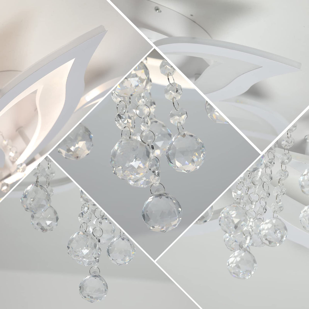 Modern Ceiling Light 40W Dimmable LED Ceiling Lamp Fixture, 6 Petals Flush Mount Flower Chandelier Ceiling Lighting Fixture, Acrylic for Kitchen Bedroom Dining Room Living Room