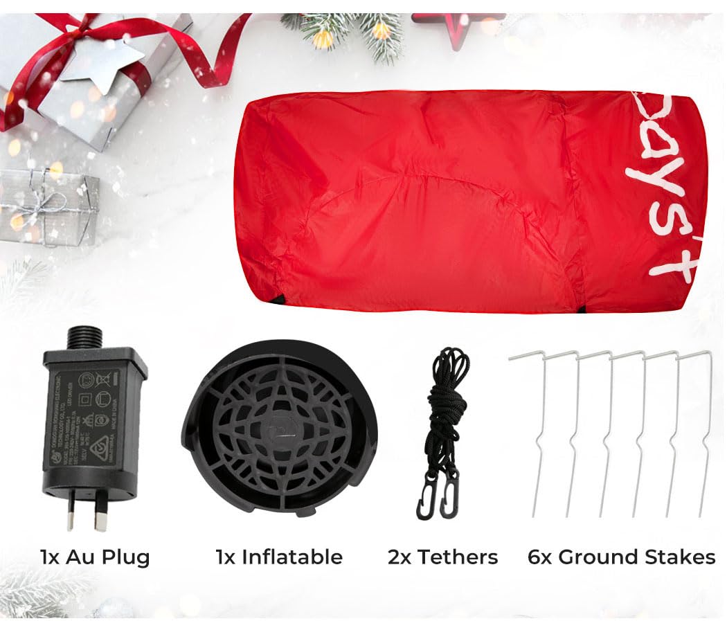 Christmas Inflatable Santa Clau Boat Xmas Indoor Decorations with LED Lights,Fast Self-Inflatable and deflatable,Waterproof Home Garden Holiday Party Outdoor Decor Red Colour 135cm x 210cm