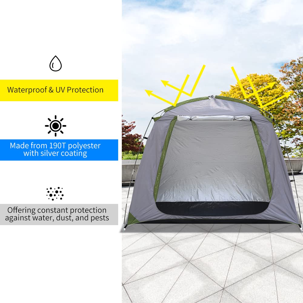 Waterproof Outdoor Bicycle Storage Shed Bike Tent Silver Coated Polyester Bike Shelter Space Saving Bicycle Garden Tool Storage Cover