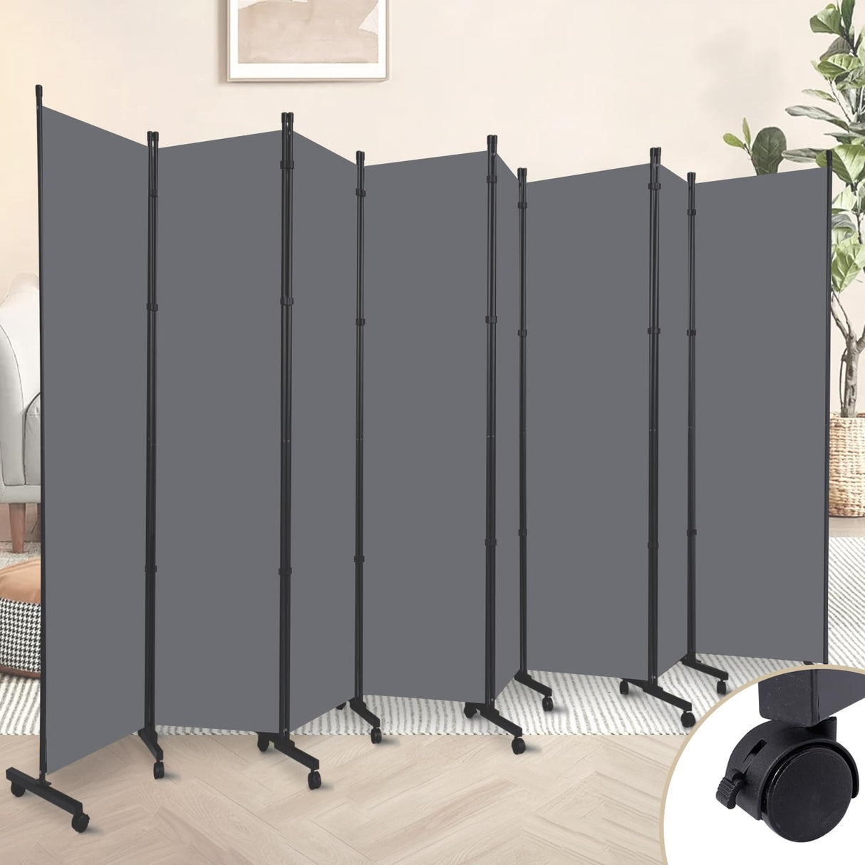 Room Divider 1 Panel Room Dividers/Wheels, Fabric Room Divider Panel for Office Room Partitions and Dividers, Portable Partition Wall Divider for Room Separation, Flexible Privacy Screen Indoor