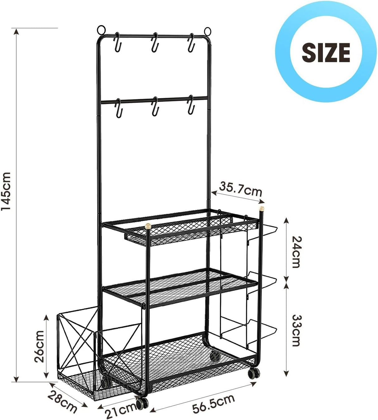 Yoga Mat Storage Rack Weight Dumbbell Kettlebell Shelves Shelf Garage Racking Holder Steel Stand Gym Organizer with Hooks Wheels