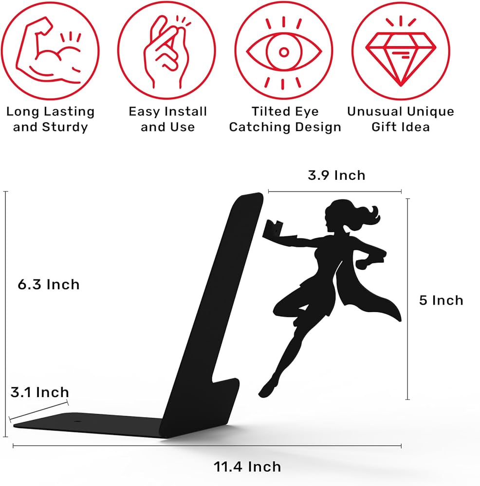 Superhero Bookend Figurines Metal Bookshelf Decor Desktop Ornament Office Desktop Accessories Bookshelf Home Decoration