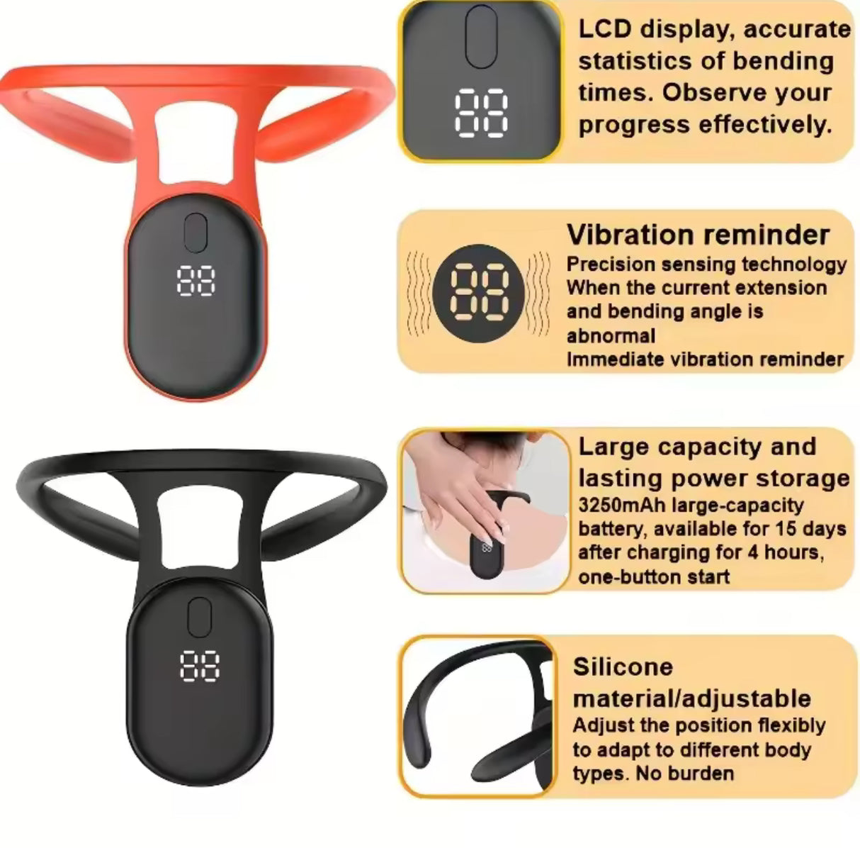 Smart Posture Corrector Miicro Vibration Posture Training Reminder Sensor Back Posture Neck Hump Corrector for Adult Kids
