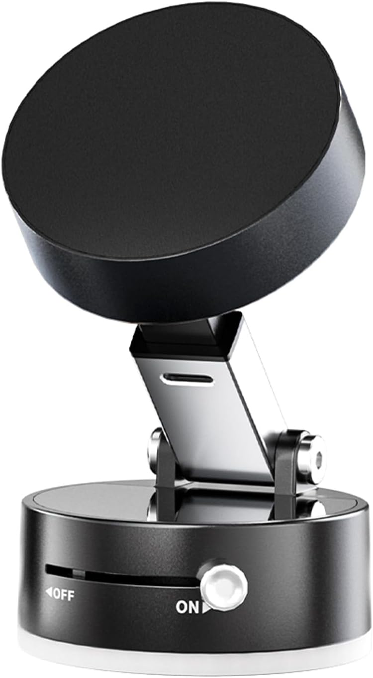 Multifunctional Vacuum Suction Phone Holder- Folding, Extendable, Double- Sided Magnetic for Car/Gym/Smooth Surface Kitchen Stand Cellphone Smartphone Mount (Black)