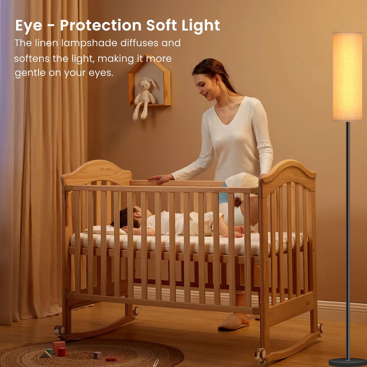 Floor Lamp for Living Room, 165CM 3 Color Temperature Standing Floor Lamps with Foot Switch, Tall Modern Stand Up Bright lamp Corner Light, Floor Column Room Lamp (9W Bulb Included)