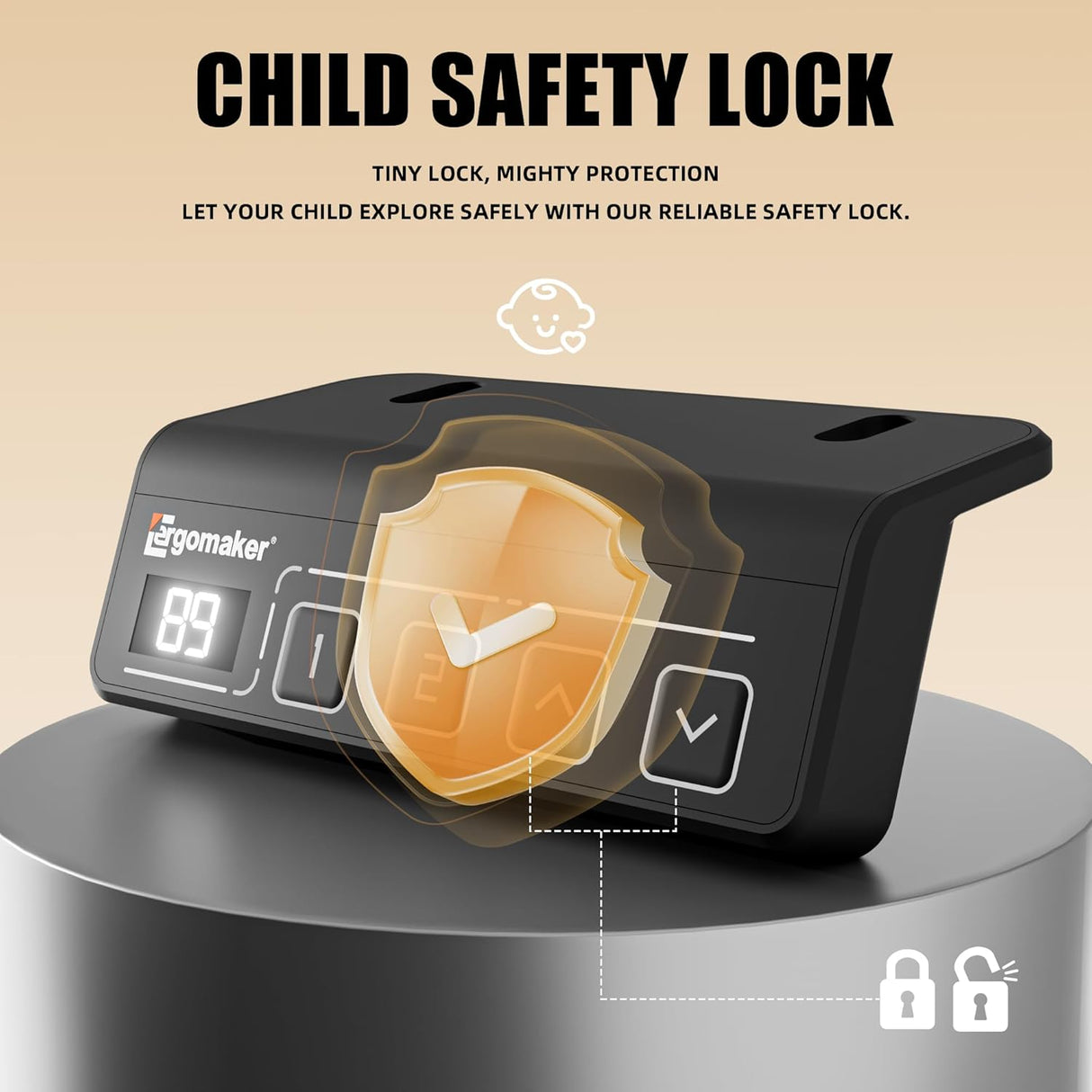 ERGOMAKER Electric Standing Desk 80x60cm (31"x23.6"), Height Adjustable Sit Stand Desk with Splice Board for Home Office, Computer Desk Memory Preset (White Frame + Golden Oak Desktop)