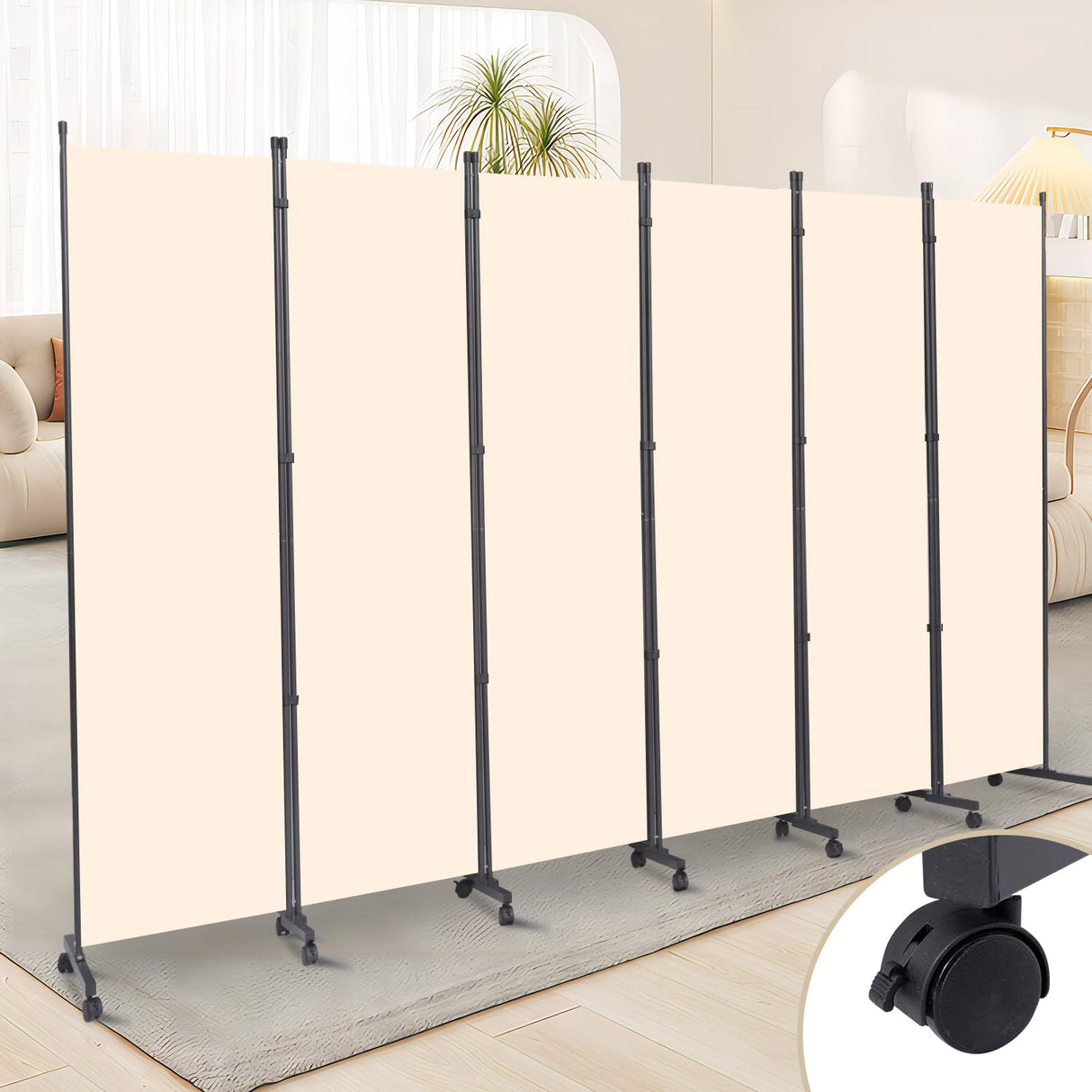 Room Divider 1 Panel Room Dividers/Wheels, Fabric Room Divider Panel for Office Room Partitions and Dividers, Portable Partition Wall Divider for Room Separation, Flexible Privacy Screen Indoor