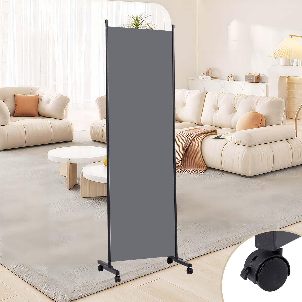 Room Divider 1 Panel Room Dividers/Wheels, Fabric Room Divider Panel for Office Room Partitions and Dividers, Portable Partition Wall Divider for Room Separation, Flexible Privacy Screen Indoor