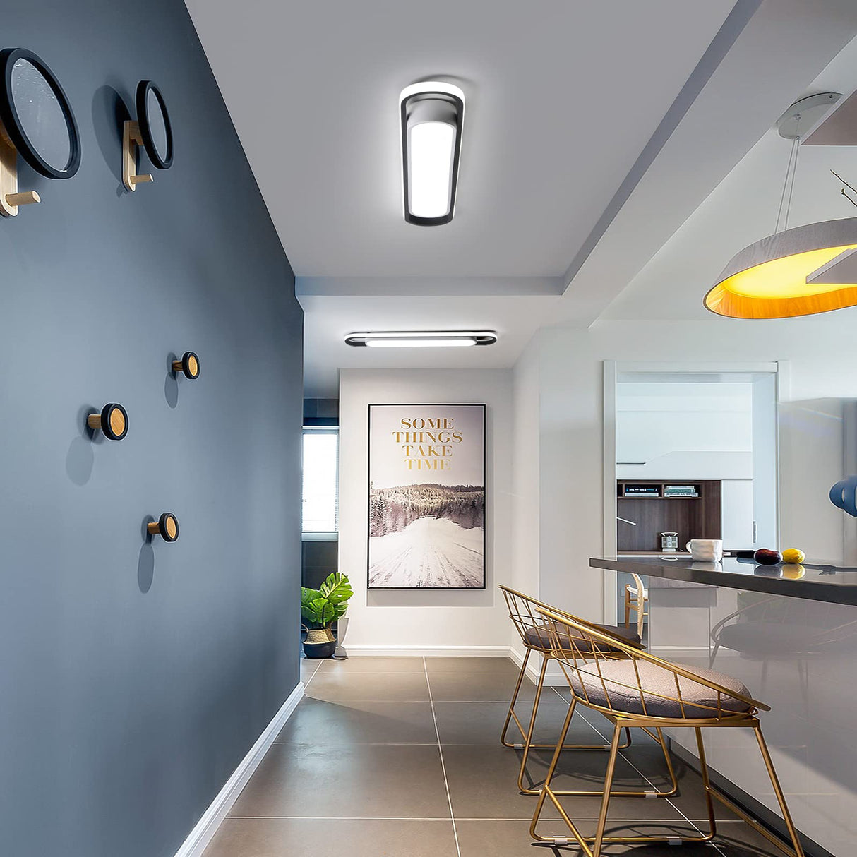 Modern LED Ceiling Light, 36.2" Flush Mount Ceiling Lamp,Metal Ceiling Chandelier Lighting Fixture for Living Room Bedroom Dining Room Office Hallway Aisle (White Light)