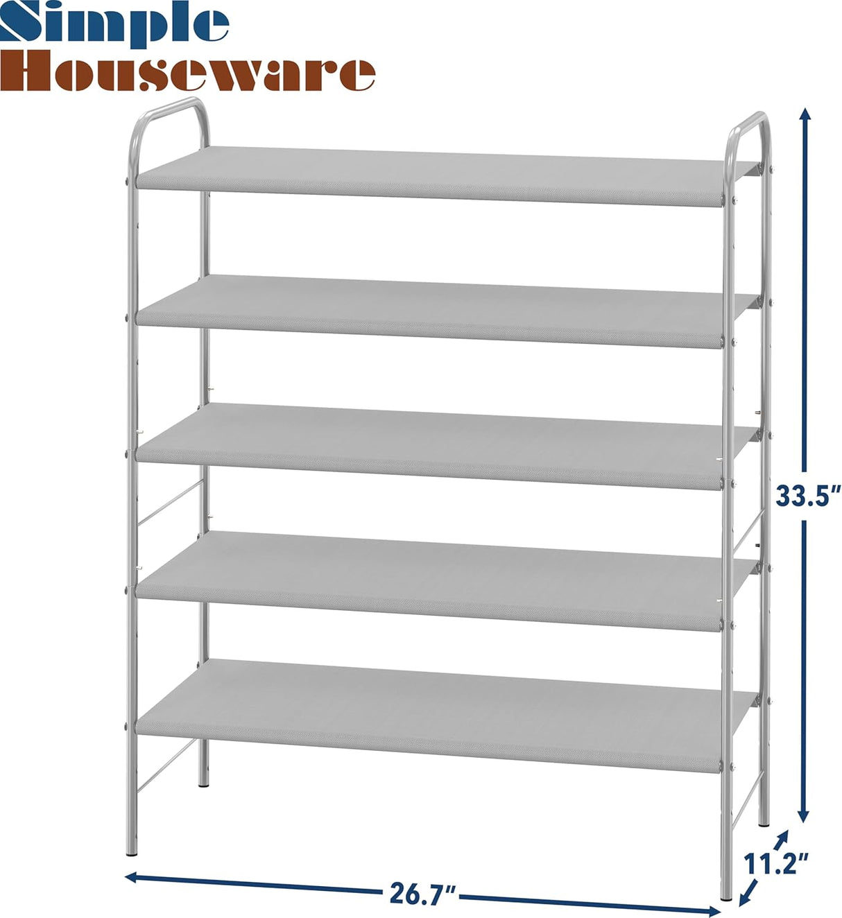 Simple Houseware 5-Tier Shoe Rack Storage Organiser, Grey