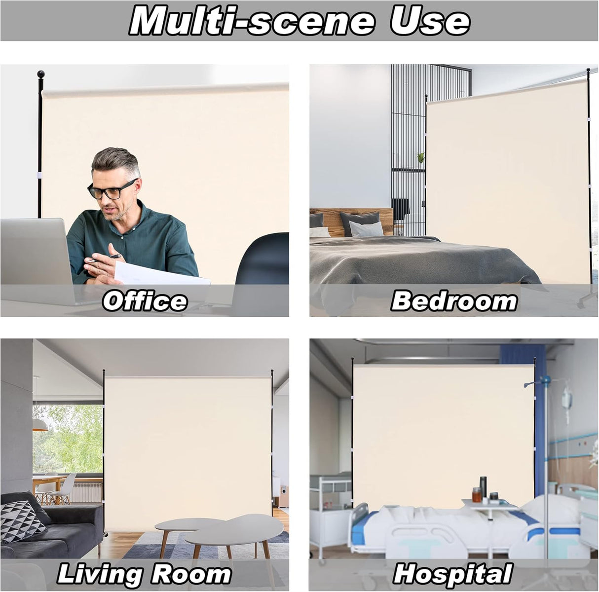 SIMFLAG 6FT Single Panel room divider with Wheels,Rolling Fabric room dividers for Partition privacy screens,Freesting Wall Divider for Home Office,Hospital,(Beige)