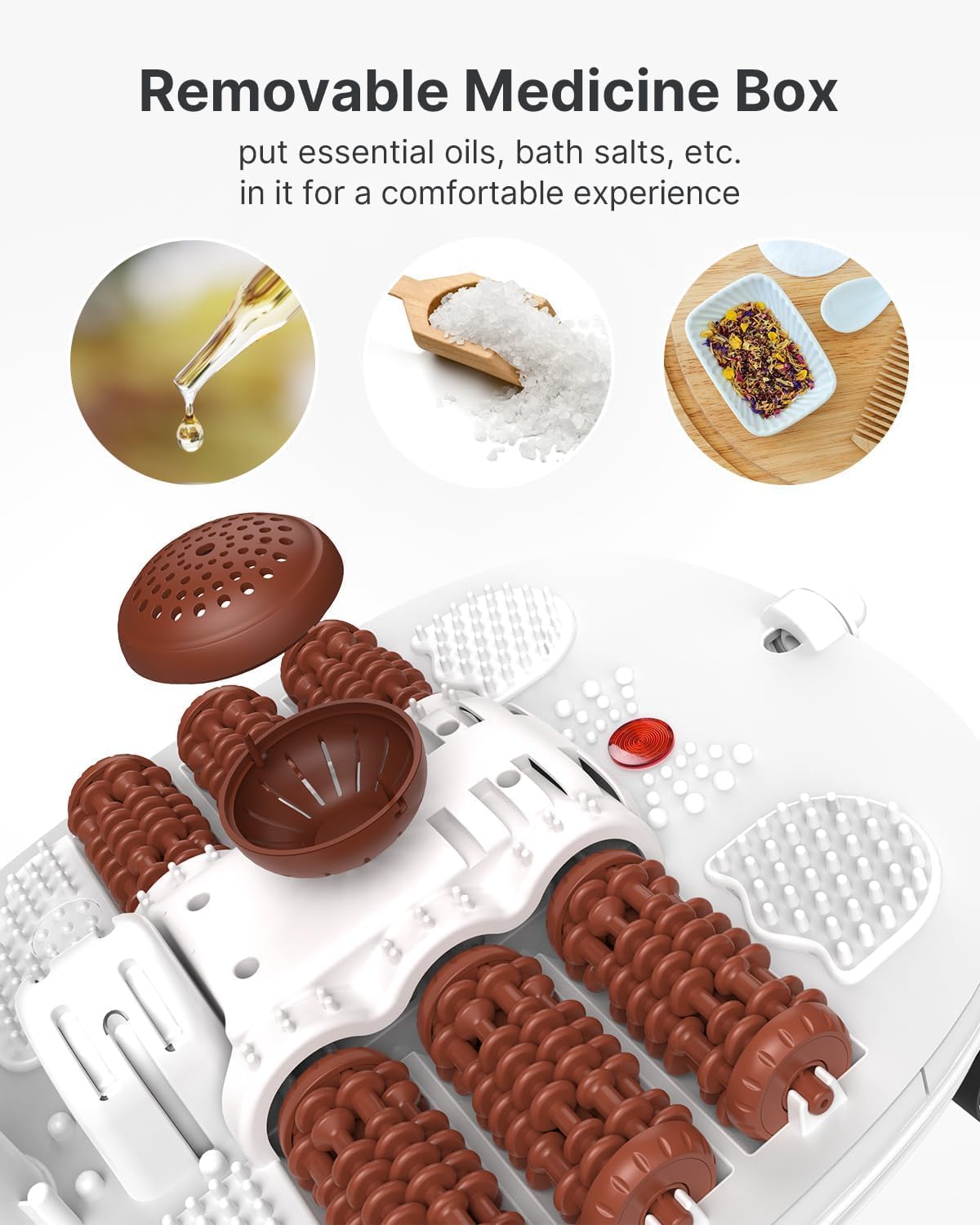 Foot Spa Bath Massager,RENPHO Motorized Foot Spa with Heat and Massage and Jets,Powerful Bubble Jets with Infrared,Shiatsu Foot Spa Massager Corn Rollers,Relieve Feet Muscle Pain