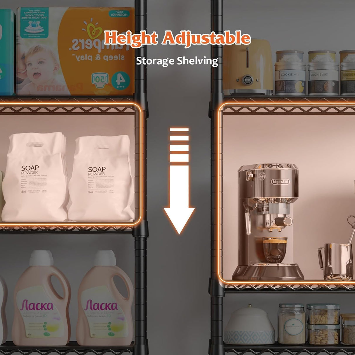 Shelving Unit Metal Shelving Unit Storage Shelves Loads Shelving Units for Storage Adjusting Wire Shelving Unit Heavy Duty Storage Rack Metal Shelf Unit, 5-Tier