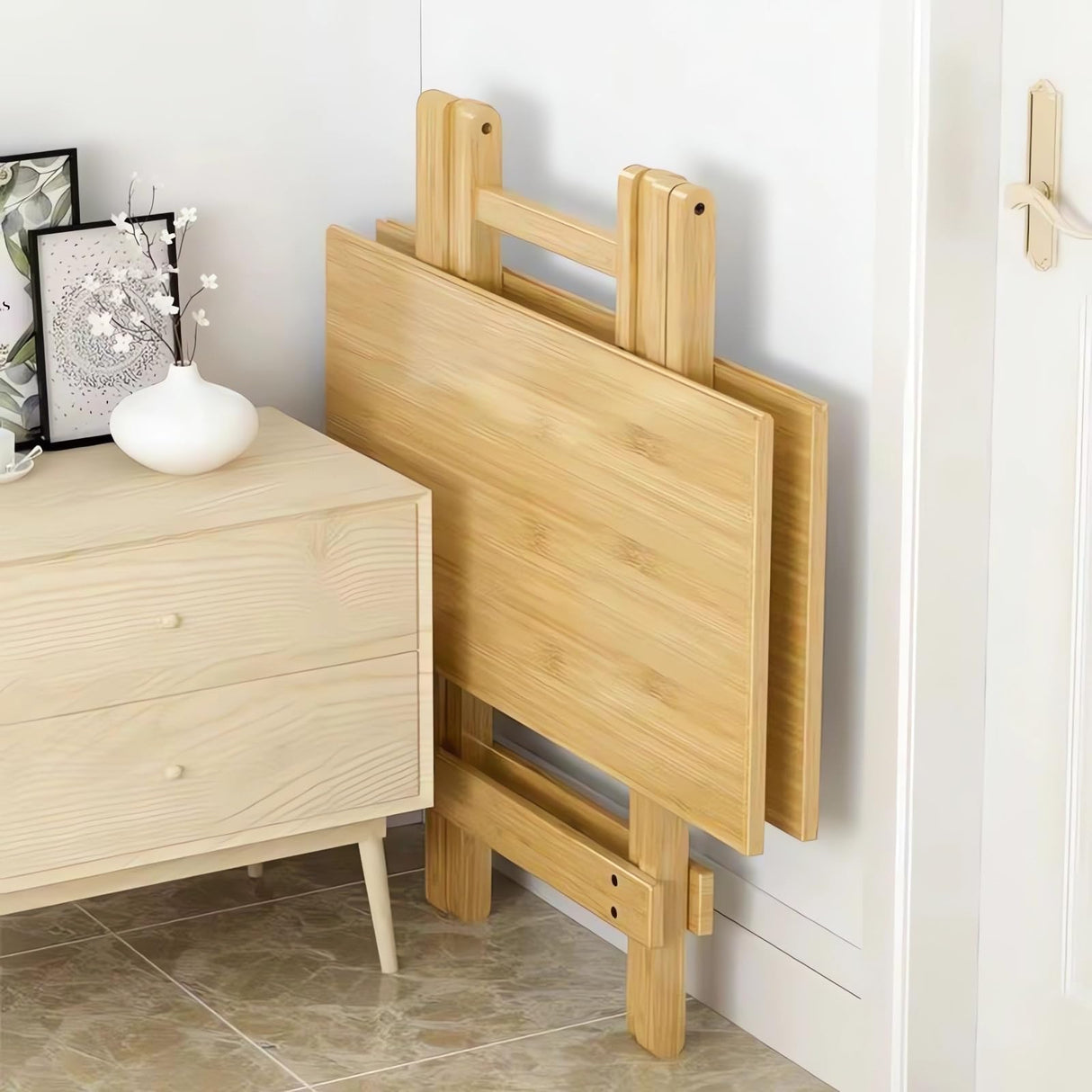 Foldable Dining Table, Living Room Table, Dining Room, Garden, Dormitory Study Table, Solid Wood Office Desk A40 (Wood, 80X80X74)