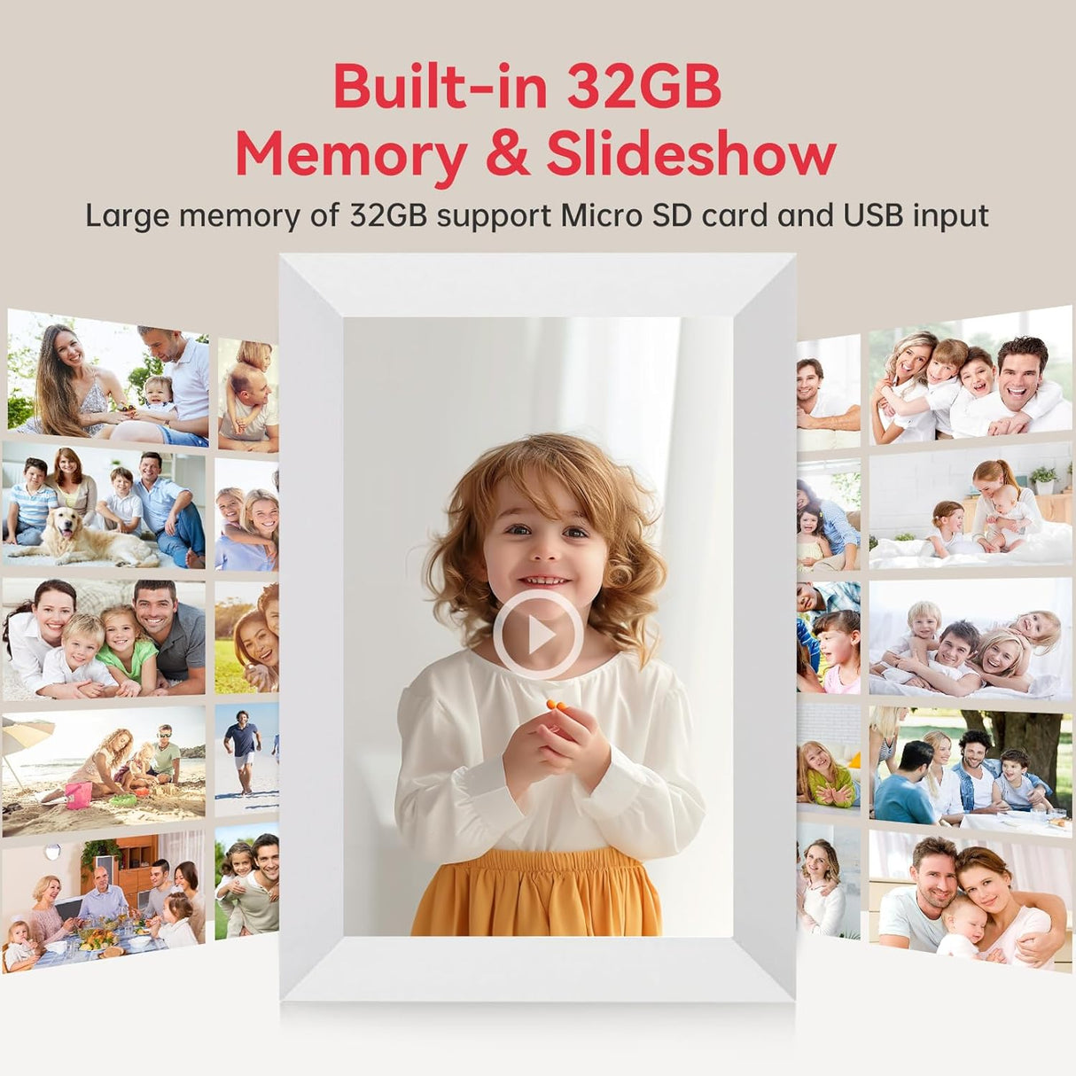 Frameo WiFi Digital Picture Frame 32GB Memory 10.1 Inch, 1280x800 HD IPS Touch Screen Photo Frame Electronic, Easy Setup, Share Photos or Videos Anywhere via Free Frameo APP