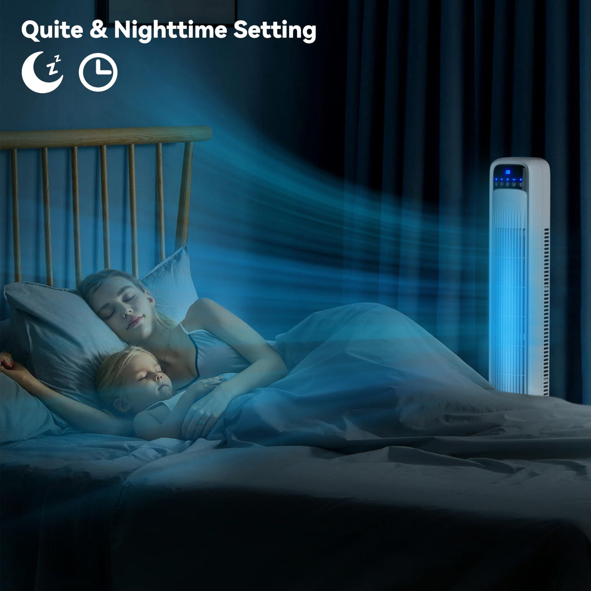 Billord Pedestal Tower Fan for Bedroom - Bladeless Oscillating Fans with 3 Fan Speed & 3 Wind Modes Portable Fans, Standing Fan 12H Timer, Tower Fan 70 Degree, Oscillating for Home