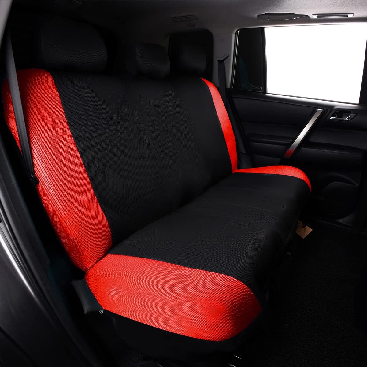 Flying Banner car seat Covers Full Set Faux Leather Air Mesh Breathable Man Lady Airbag Compatible Rear Bench Split 40/60 50/50 60/40 Truck Pick Up