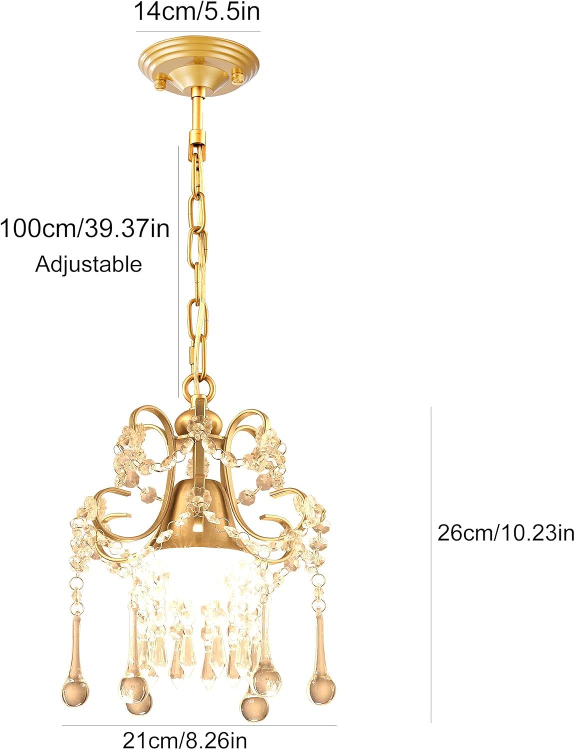 Jiinoo Mini Crystal Chandeliers, Luxury K9 Clear Hanging Crystal Chandelier Light, Pendant Light Ceiling Fixtures for Staircase Hallway Entryway Dining Room Office Porch Foyer Closet Kitchen