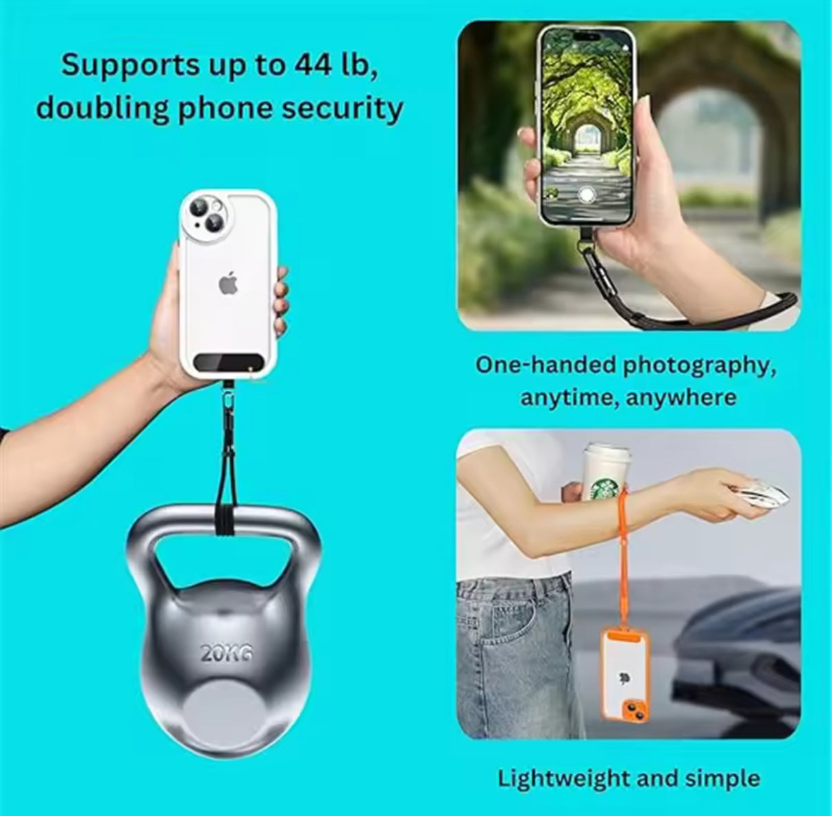 Universally Minimalist Wrist Strap Phone Lanyard with Adjustable Drop-Proof Design, 2 Phone Tether Tabs for All Mobile Phones