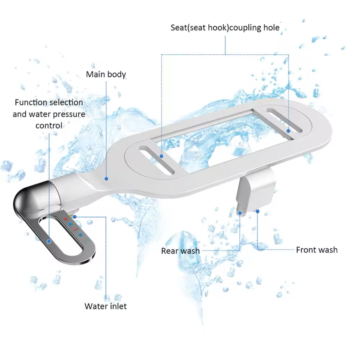 Bidet Toilet Seat New Lightweight Ultra-thin Non-Electric Double Nozzle Adjustable Water Pressure