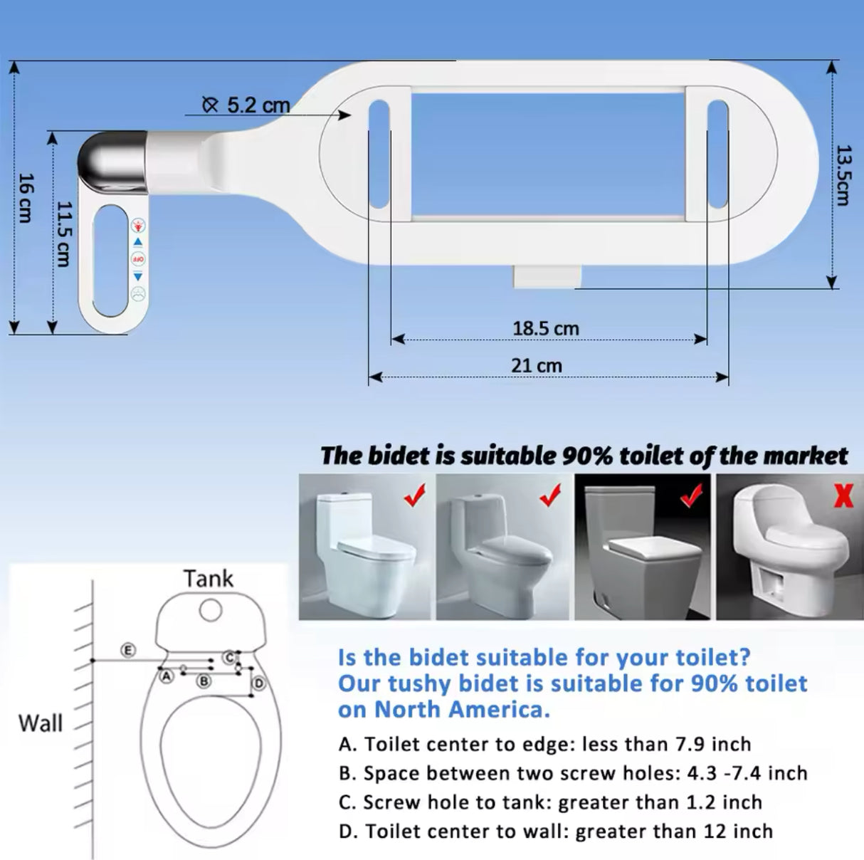 Bidet Toilet Seat New Lightweight Ultra-thin Non-Electric Double Nozzle Adjustable Water Pressure