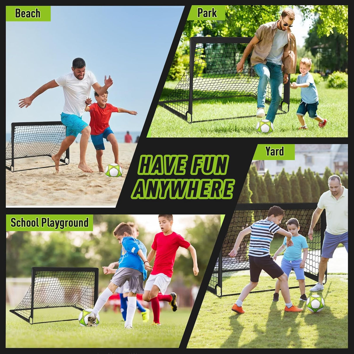 Soccer Goals with Portable Bag, Soccer Nets for Backyard with 10 Cones, Kids Soccer Goals, Soccer Training Equipment for Kids, Youth Games, Sports, Fit for Family Game Play