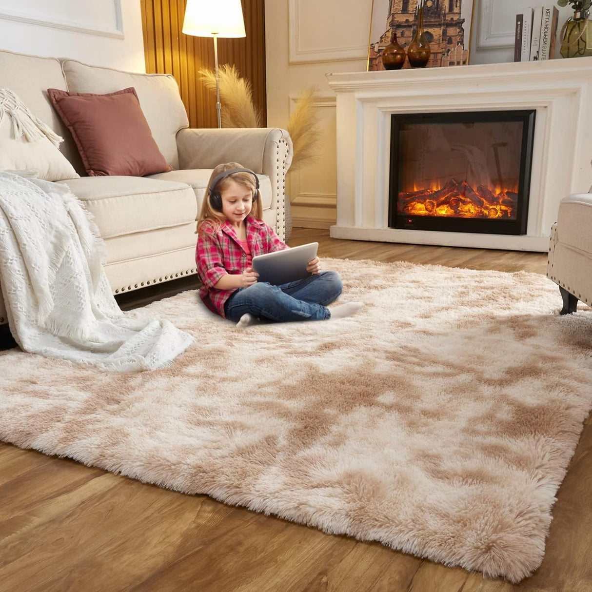 Large Area Rugs for Living Room, Ultra Soft Indoor Modern Fluffy Bedroom Carpets, Washable Furry Throw Rugs Area Carpets for Children Bedroom Home Decor Nursery Rug (Pink, 80 x 160 CM)