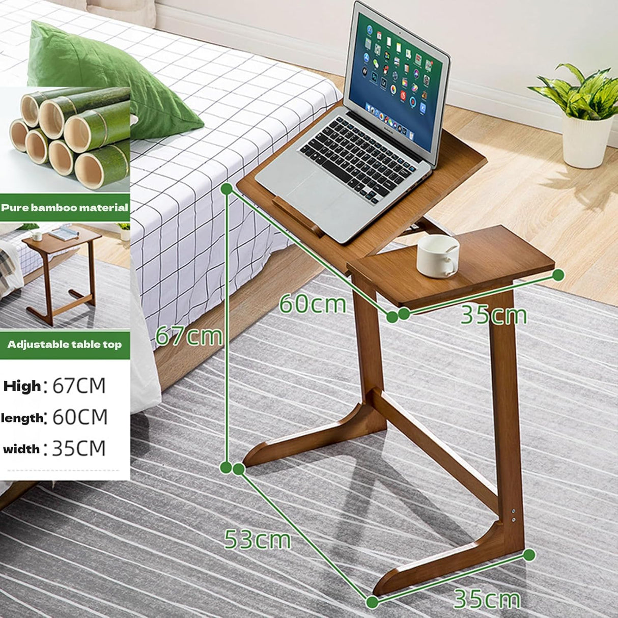 XCJump Laptop Desk, Laptop Table, Small Desk, Small Table, Side Table,Bedside Desks, Home Office Desks 67 * 60 * 35cm