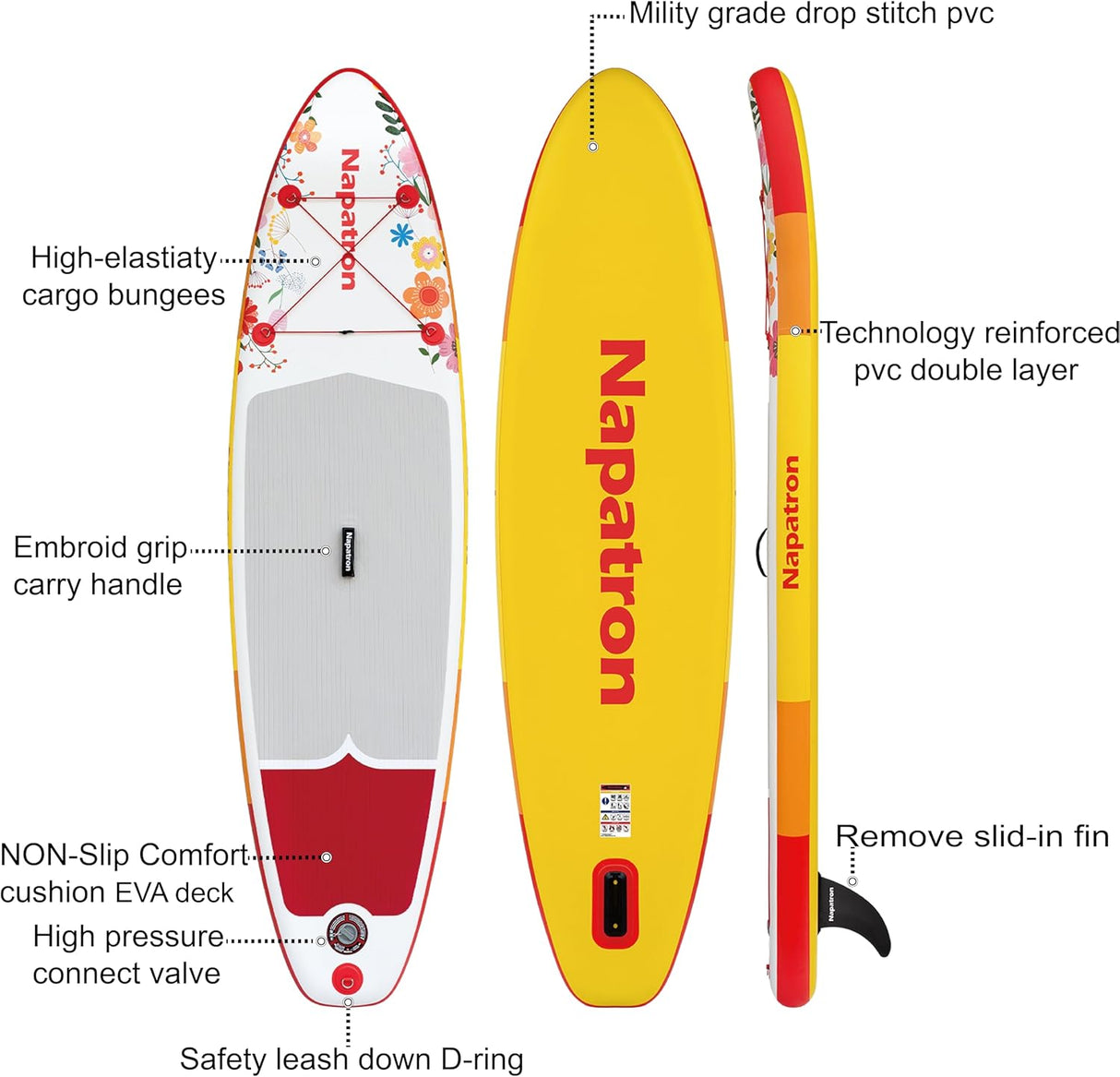 Napatron 10' Inflatable Paddle Board, 32'' Widened Design Paddle Board, Premium Paddleboard,sup Accessories, Sunscreen Cover, Fast Pump, Suitable Paddle Boards for Youth and Adults