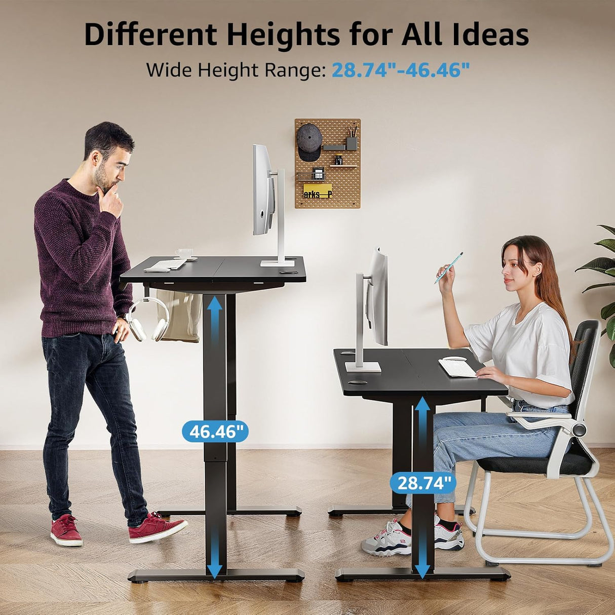 MOUNTUP Electric Standing Desk 120x60cm (48x24) Height Adjustable, Sit Stand Desk with Memory Controller, Ergonomic Stand Up Desk for Home Office with Splice Board, Black