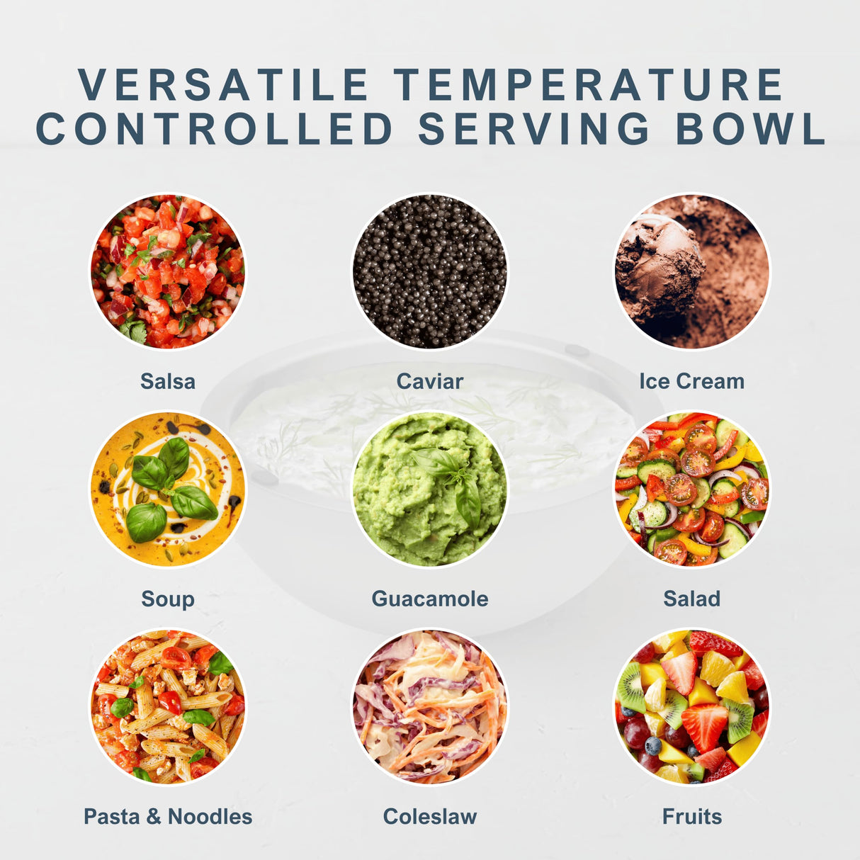 Dip Chiller Bowl - Large 35oz Capacity - Frozen Ice Stainless Steel Serving Bowl - Insulated Dip Dish Platter Keeps Salsa, Guacamole, Condiments, Sauces, Salad & Food Hot or Cold