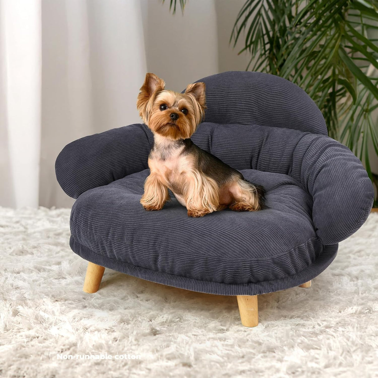 PaWz Pet Sofa Dog Cat Elevated Raised Couch Bed, Durable Soft Couch Chair Kitten Lounge Sofa Bed with Removable Cushion Seat Washable Cover, Luxury Plush Sofa Stool Bed for Dogs Cats with Wooden Frame