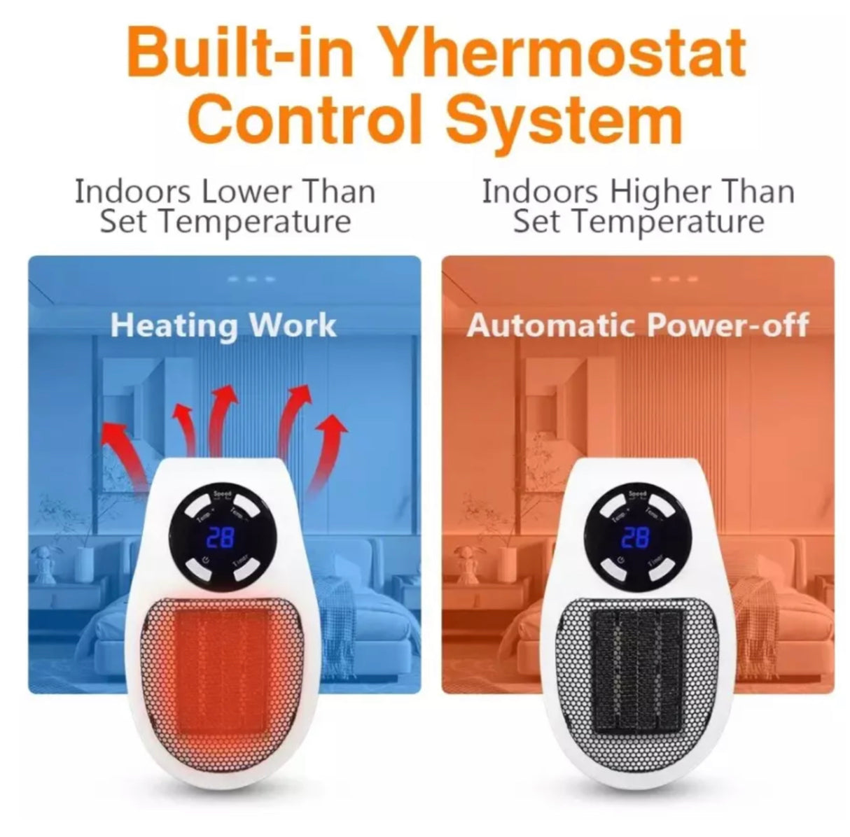 Portable Heater Electric Heater Plug In Wall Room Heater Home Appliance Heating