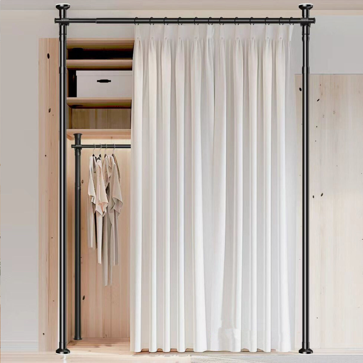 Large Room Divider Panel Privacy Partition Divider Screen Rod 1.1-3m Adjustable