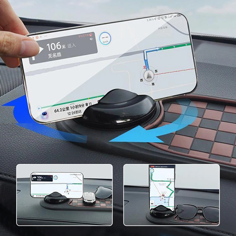 2 in 1 Dashboard Anti Slip Mat with Phone Mount 360-Degree Rotation Car Phone Holder Non-Slip Adhesive Mat for Car