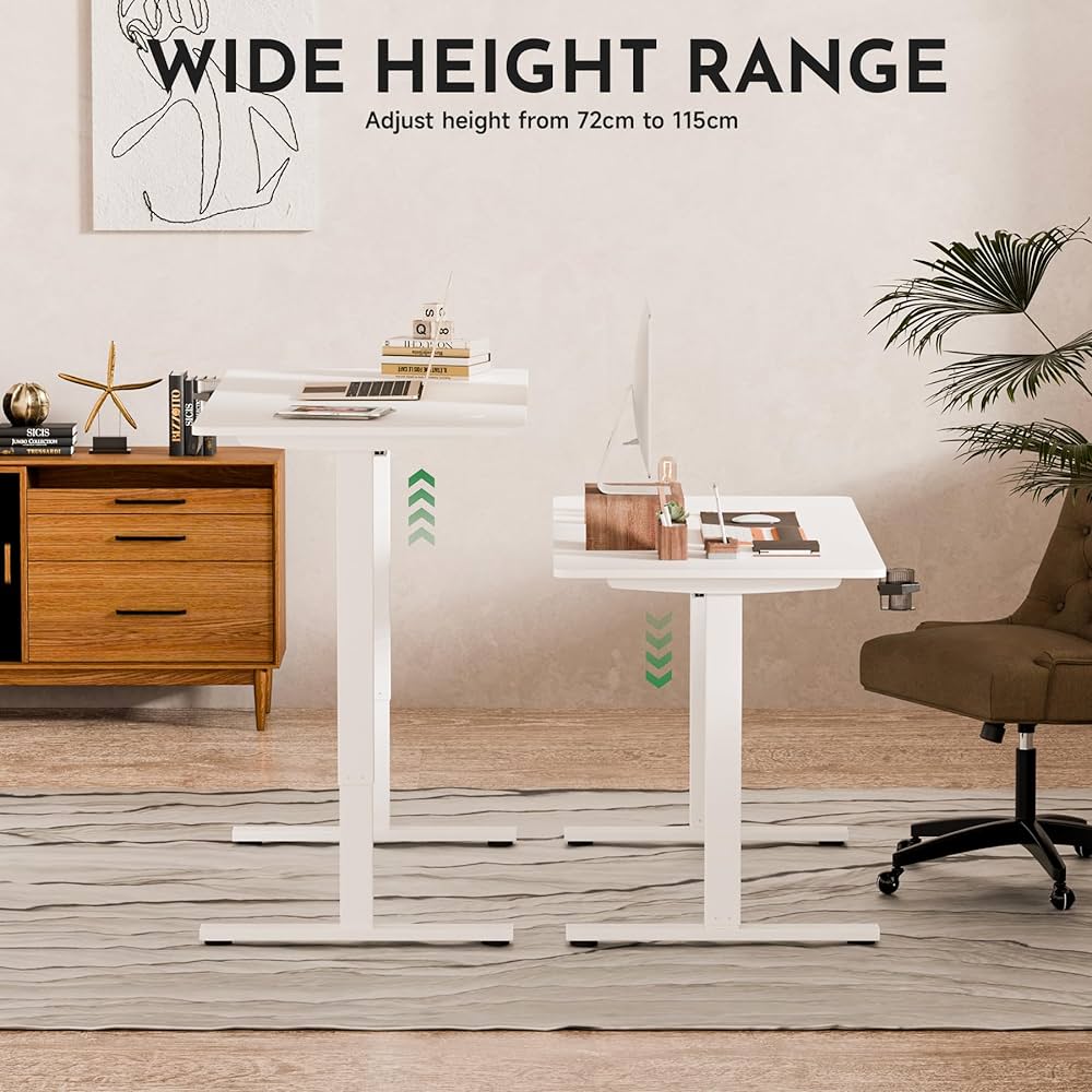 Ergonomic Standing Desk Adjustable Height 71cm to 116 cm Electric Sit-Stand Lift Computer Desk,Memory Modern Lift Electric Gaming Desktop Work Standing Desk for Home, Office, Gamingļ¼Whiteļ¼