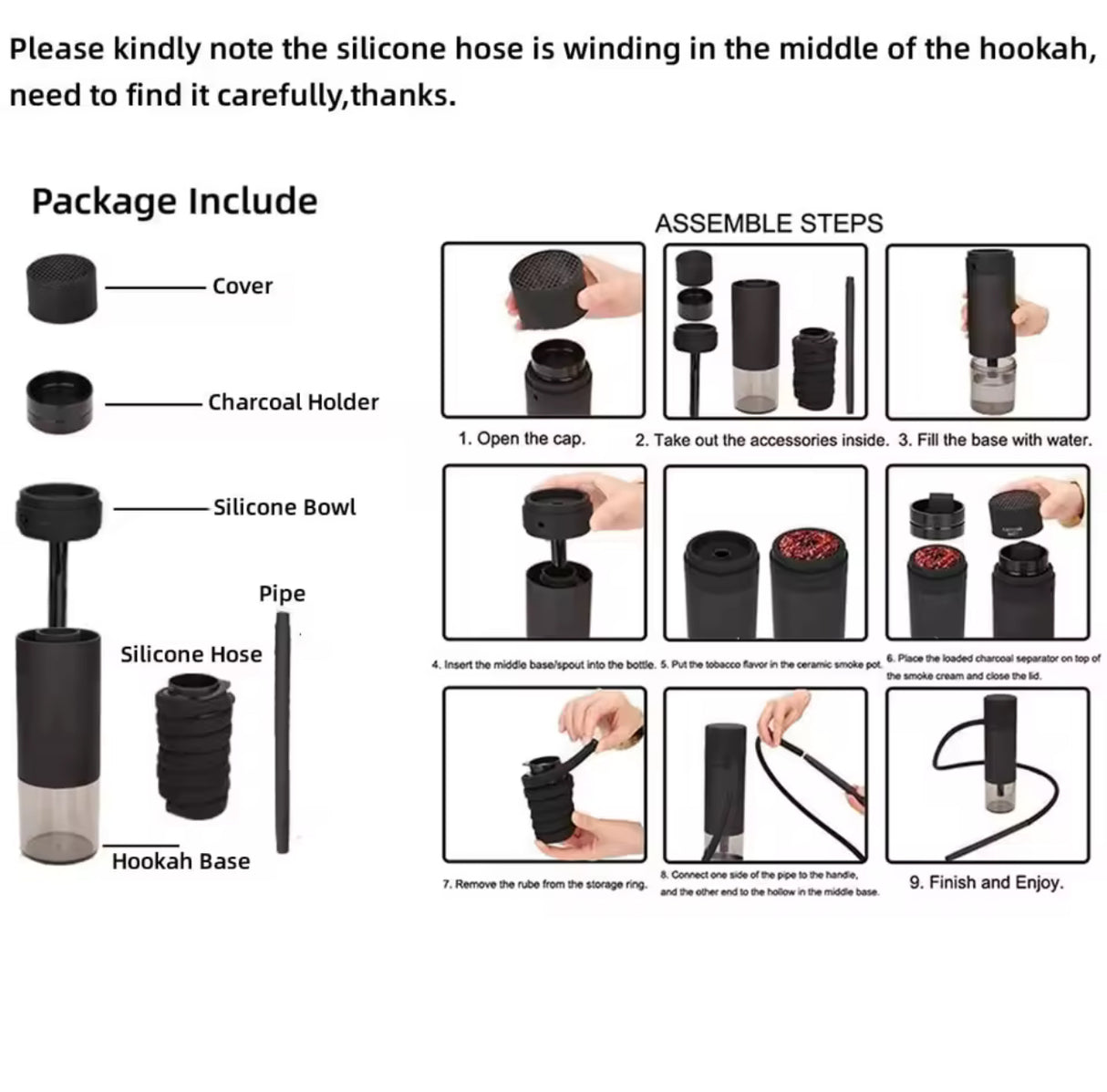 Portable Car Smoker Hookah Set with Ceramic Tobacco Bowl Cigarette Holder Luxury Shisha Smoking Accessories